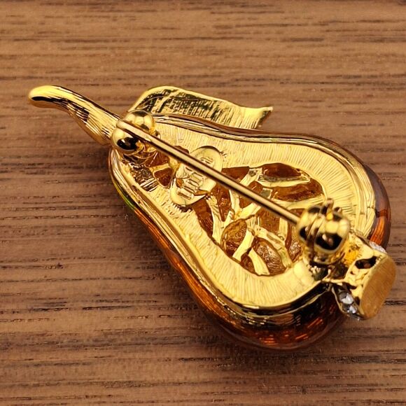 Museum Of Fine Arts Boston Enameled Pear Brooch Fruit Pin Symbolic Religious MFA - Picture 4 of 6